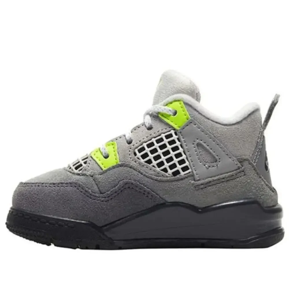 Nike Kids‎ Air Jordan 4 Retro SE 'Neon 95' CT5345-007 Suede Gray Size 4C Toddler
